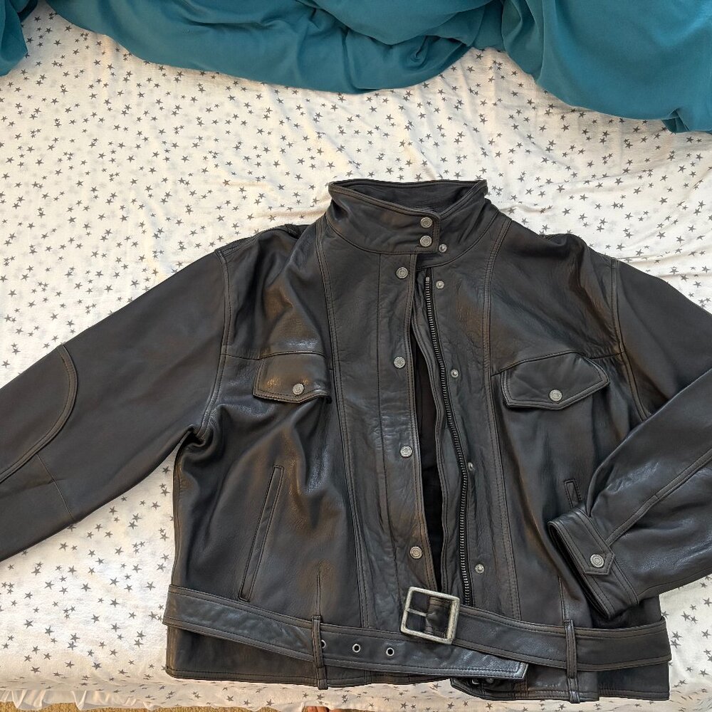 Lucky Brand Leather Bomber Jacket